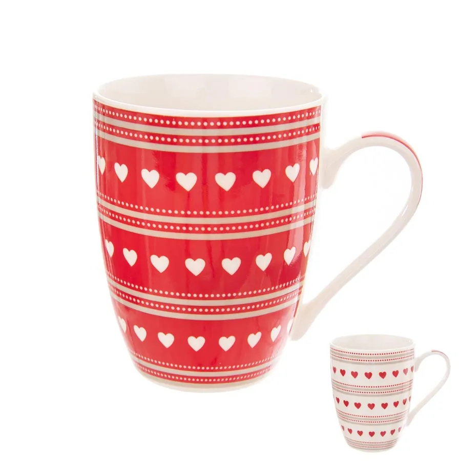 Tasse aus Porzellan Red Love HERZEN Set 4 St. O0440