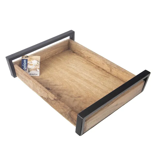 Tablett Holz/Metall MANGO 31x22 cm klein