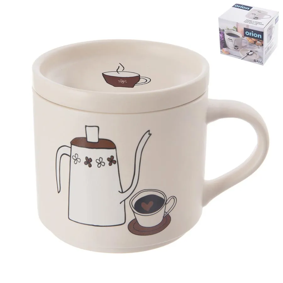 Porzellanbecher + Deckel Kaffee 0,45 l O0494